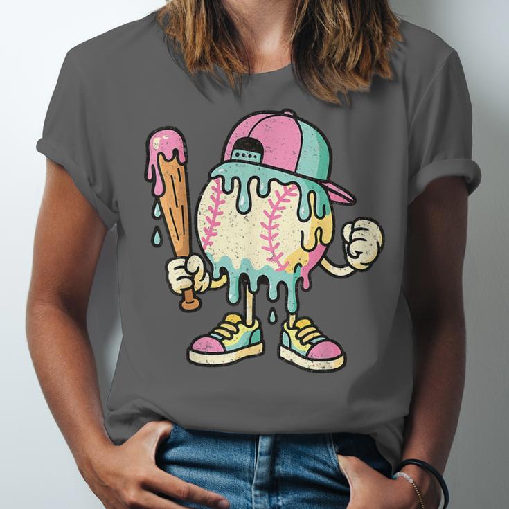Melted Ice-Cream Baseball Mascot Pastel Pop Unisex Jersey T-Shirt Melted Ice-Cream Baseball Mascot Pastel Pop Unisex Jersey T-Shirt