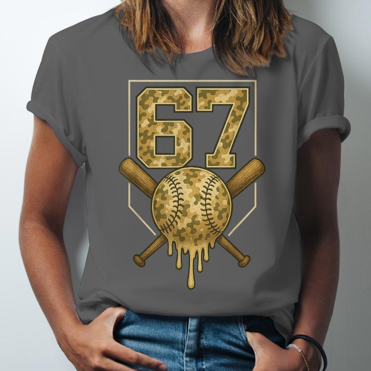 Number 67 Baseball Drip Camo Six Seven Meme Boys Kids Unisex Jersey T-Shirt Number 67 Baseball Drip Camo Six Seven Meme Boys Kids Unisex Jersey T-Shirt
