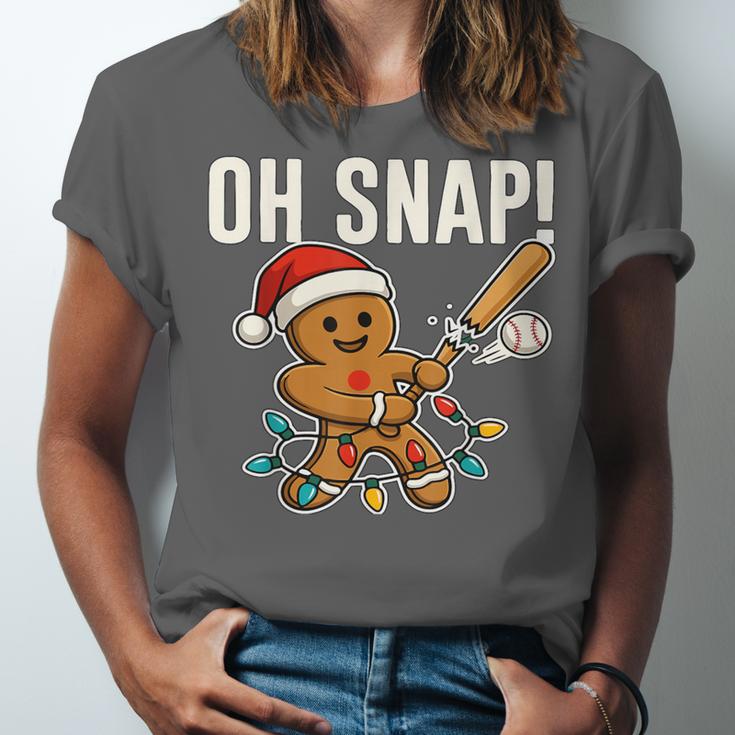 Oh Snap Gingerbreadman Christmas Baseball Humor Unisex Jersey T-Shirt