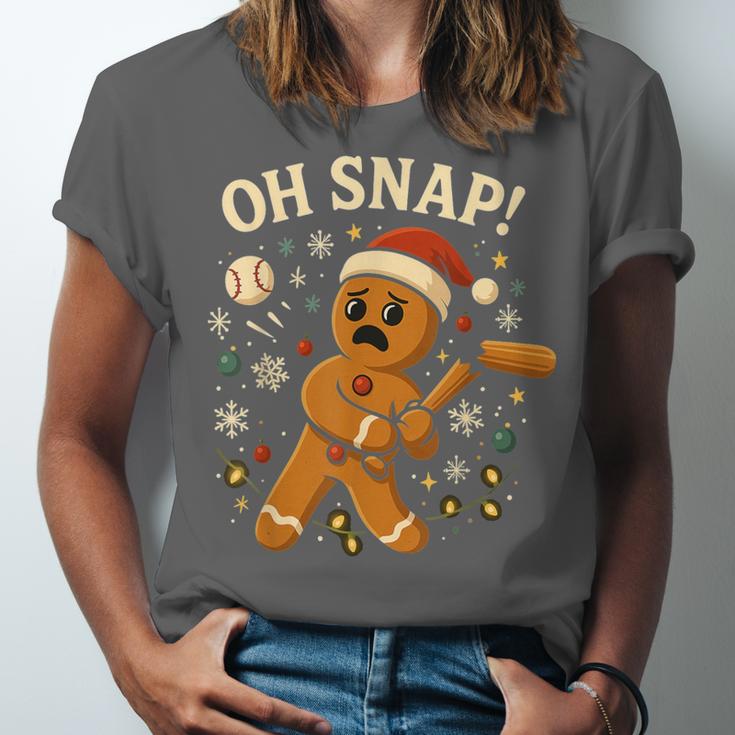 Oh Snap Gingerbreadman Christmas Baseball Unisex Jersey T-Shirt