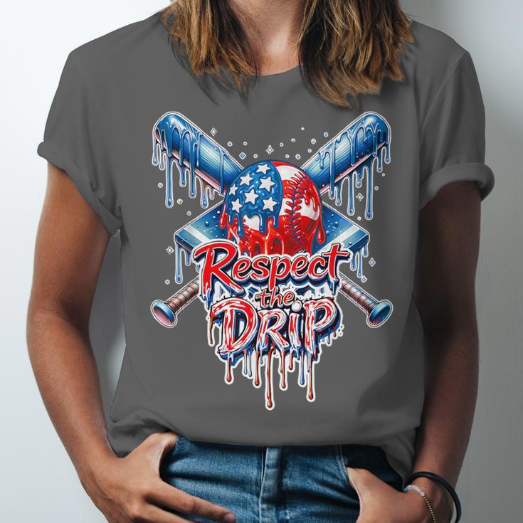 Respect The Drip Baseball American Flag Ice Cream Drip Youth Unisex Jersey T-Shirt Respect The Drip Baseball American Flag Ice Cream Drip Youth Unisex Jersey T-Shirt