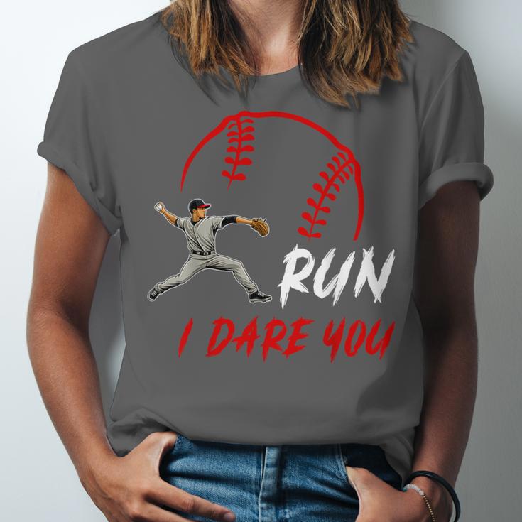 Run Steal I Dare You Humor Baseball Catcher Vintage Unisex Jersey T-Shirt Run Steal I Dare You Humor Baseball Catcher Vintage Unisex Jersey T-Shirt