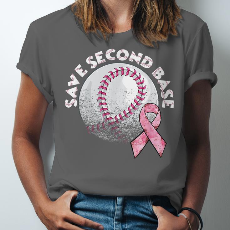 Save 2nd Base Breast Cancer Awareness Pink Ribbon Baseball Unisex Jersey T-Shirt Save 2nd Base Breast Cancer Awareness Pink Ribbon Baseball Unisex Jersey T-Shirt