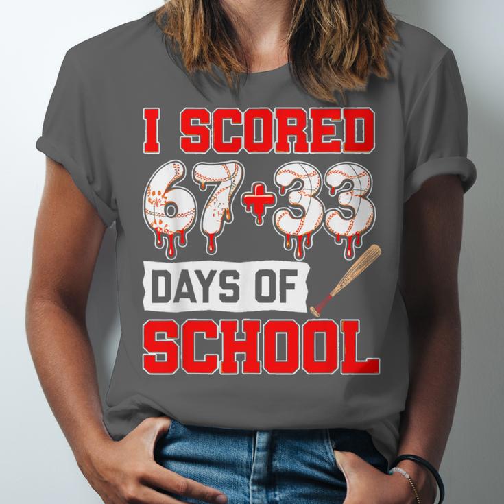 I Scored 6733 100th Days Of School Baseball Six Seven Meme Unisex Jersey T-Shirt