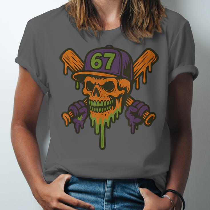 Six Seven 6 7 Baseball Skull Drip Halloween Horror Sports Unisex Jersey T-Shirt