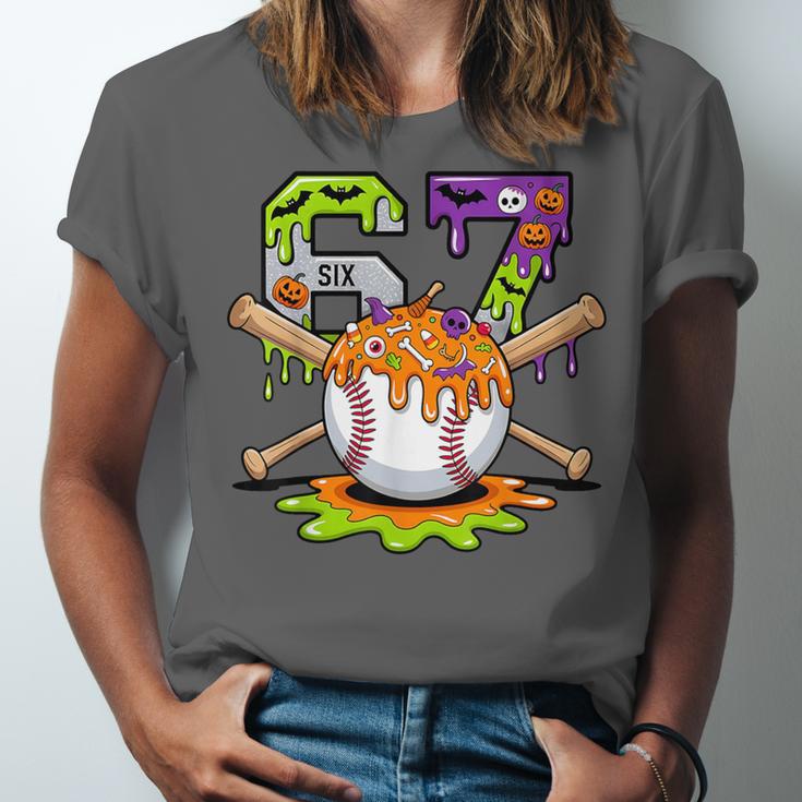 Spooky Halloween Baseball Ice Cream Dripping Six Seven 6 7 Unisex Jersey T-Shirt