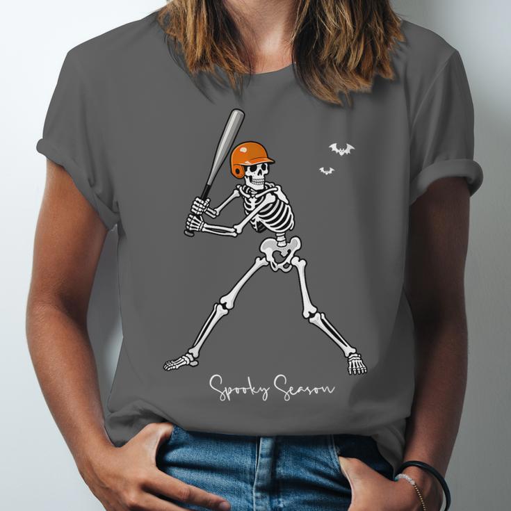 Spooky Season Skeleton Baseball Player Halloween Batter Unisex Jersey T-Shirt