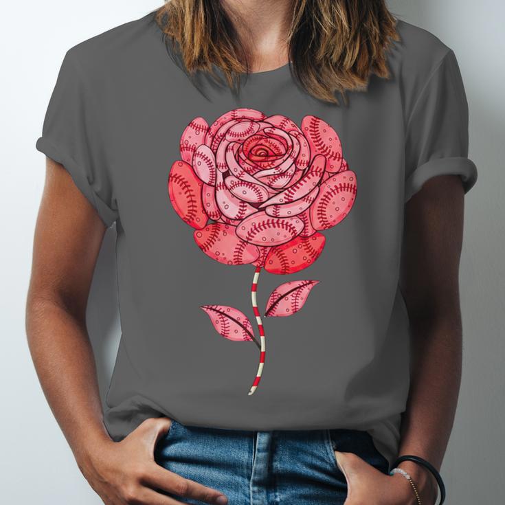 Sporty Rose Graphic With Baseball And Rugby Ball Petals Unisex Jersey T-Shirt Sporty Rose Graphic With Baseball And Rugby Ball Petals Unisex Jersey T-Shirt