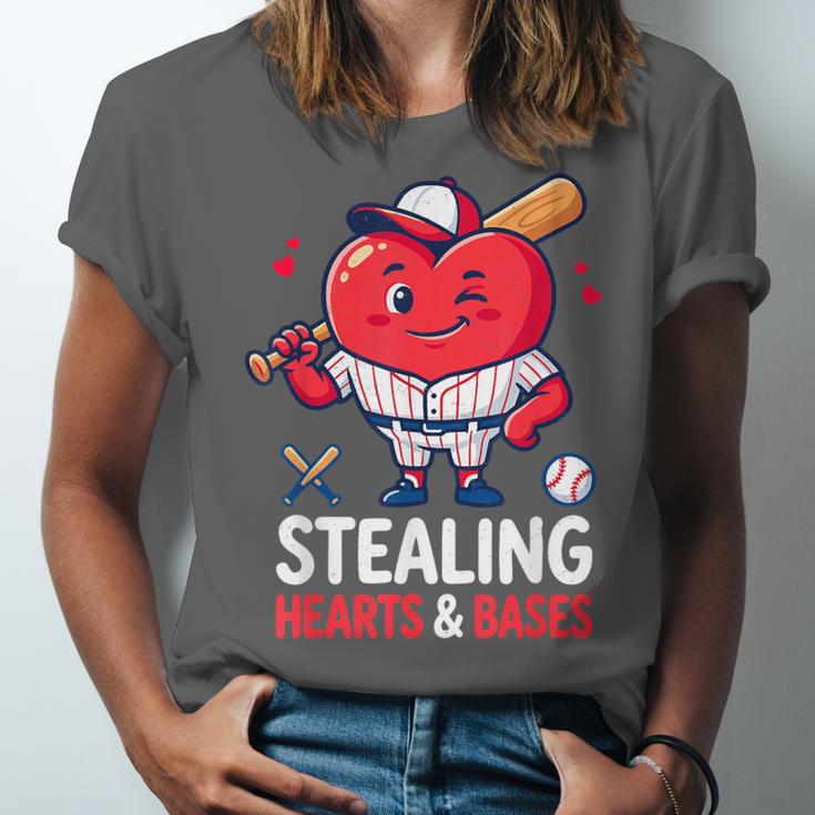 Stealing Hearts And Bases Baseball Player Valentine's Day Unisex Jersey T-Shirt