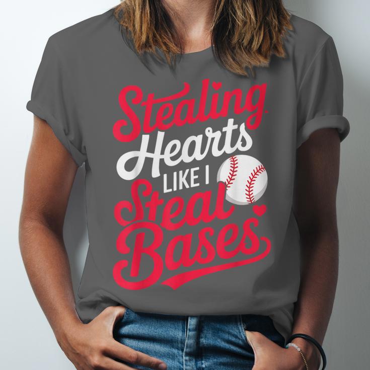 Stealing Hearts Like I Steal Bases Cute Baseball Boys Unisex Jersey T-Shirt