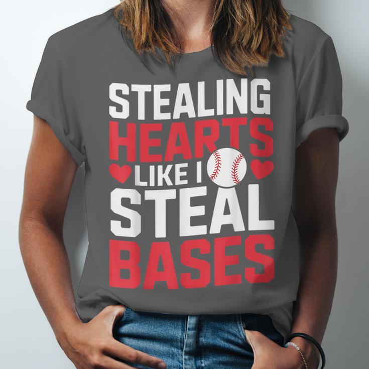 Stealing Hearts Like I Steal Bases Cute Baseball Kids Unisex Jersey T-Shirt