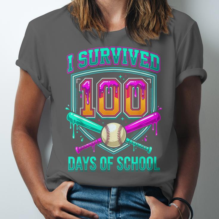 I Survived 100 Days Of School Baseball Drip Unisex Jersey T-Shirt I Survived 100 Days Of School Baseball Drip Unisex Jersey T-Shirt