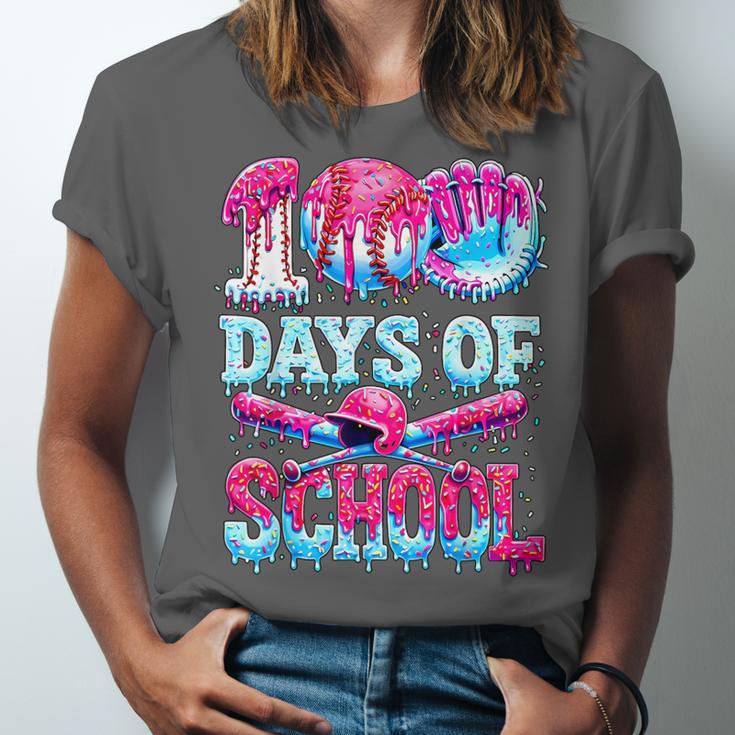 Survived 100 Days Of School Baseball Ice Cream Drip Boy Kids Unisex Jersey T-Shirt