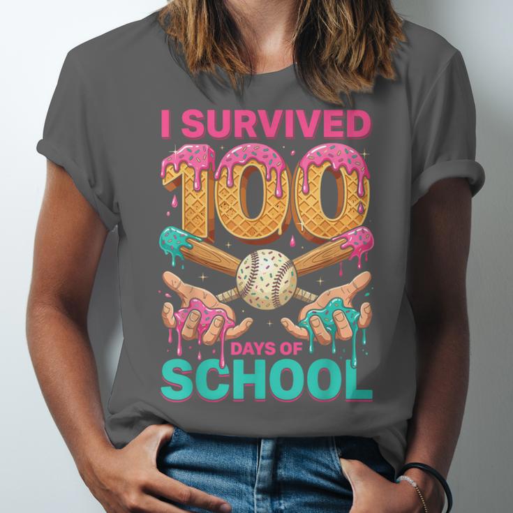I Survived 100 Days Of School Baseball Ice Cream Drip Unisex Jersey T-Shirt I Survived 100 Days Of School Baseball Ice Cream Drip Unisex Jersey T-Shirt