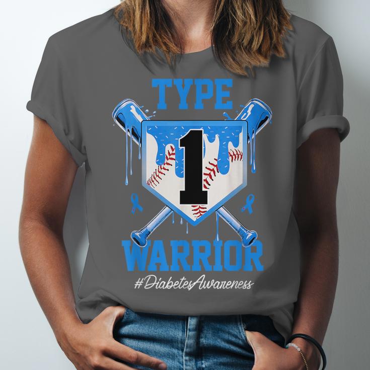 T1D Warrior Baseball Drip Diabetes Awareness Blue Ribbon Unisex Jersey T-Shirt