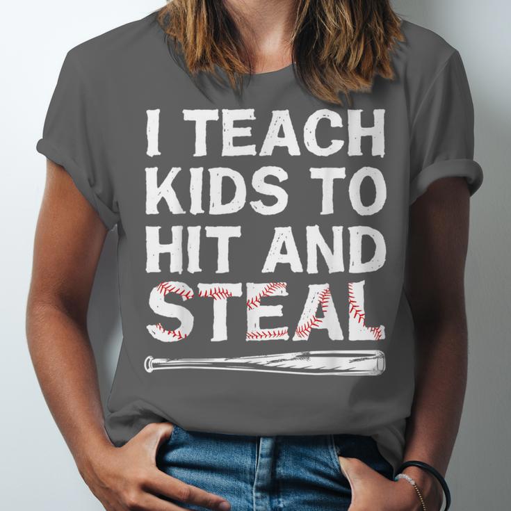 I Teach Kids To Hit And Steal Baseball Coach Sport Lover Men Unisex Jersey T-Shirt I Teach Kids To Hit And Steal Baseball Coach Sport Lover Men Unisex Jersey T-Shirt