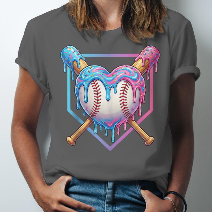 Valentines Baseball Heart Dripping Ice Cream Gen Z Alpha Unisex Jersey T-Shirt