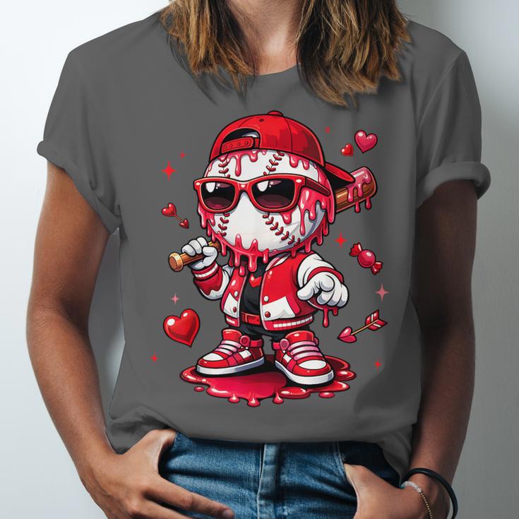 Valentines Day Baseball Drip Ice Cream For Boys Kids Teens Unisex Jersey T-Shirt