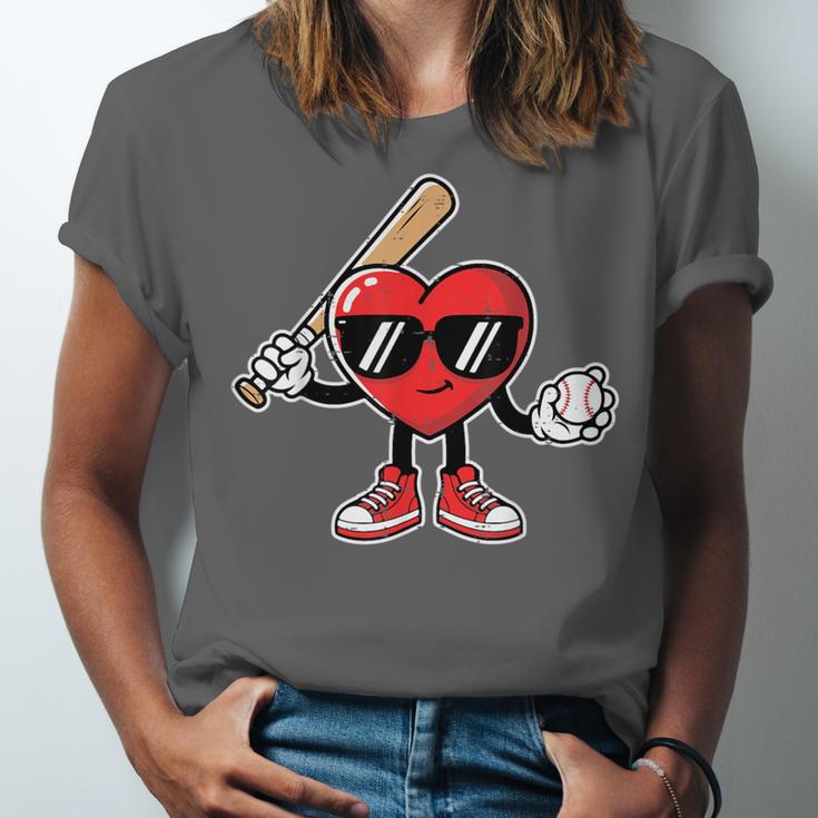 Valentines Day Heart Baseball Player Sports Boys Kids Men Unisex Jersey T-Shirt