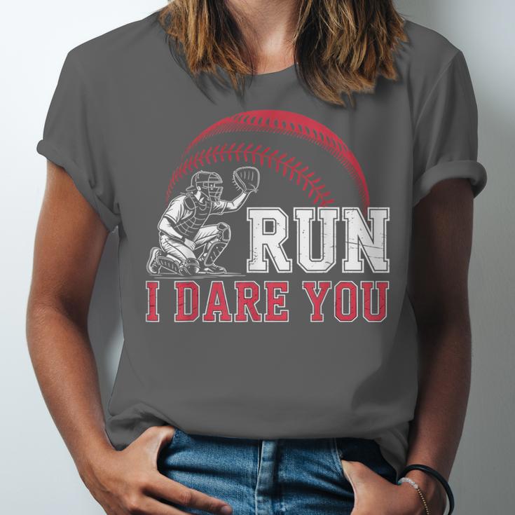 Vintage Humor Baseball Apparel Run I Dare You Unisex Jersey T-Shirt