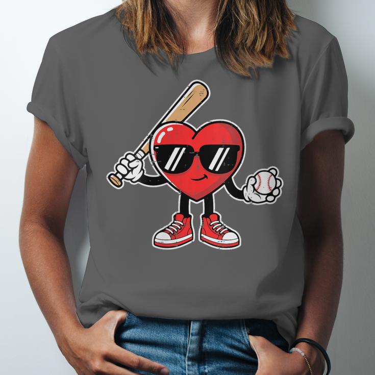 Women's Valentines Day Heart Baseball Player Sports Boys Kids Men Unisex Jersey T-Shirt