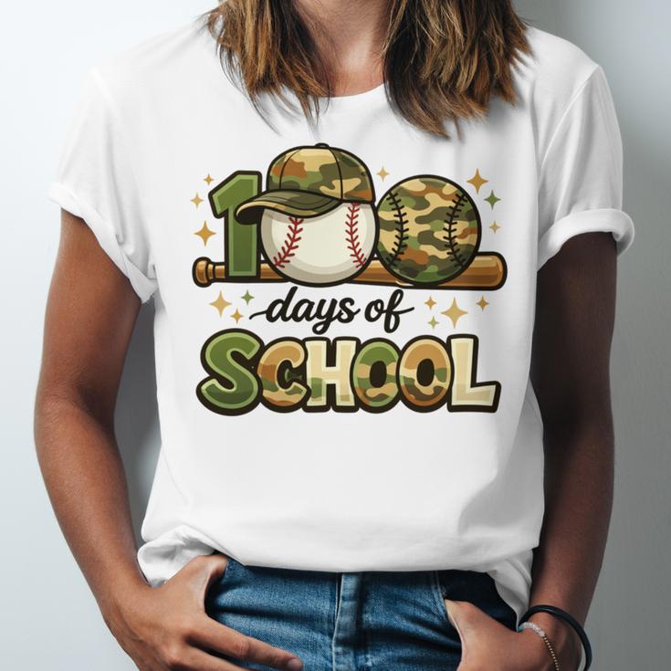 100 Days Of School Baseball Camo School Teacher Boy Unisex Jersey T-Shirt