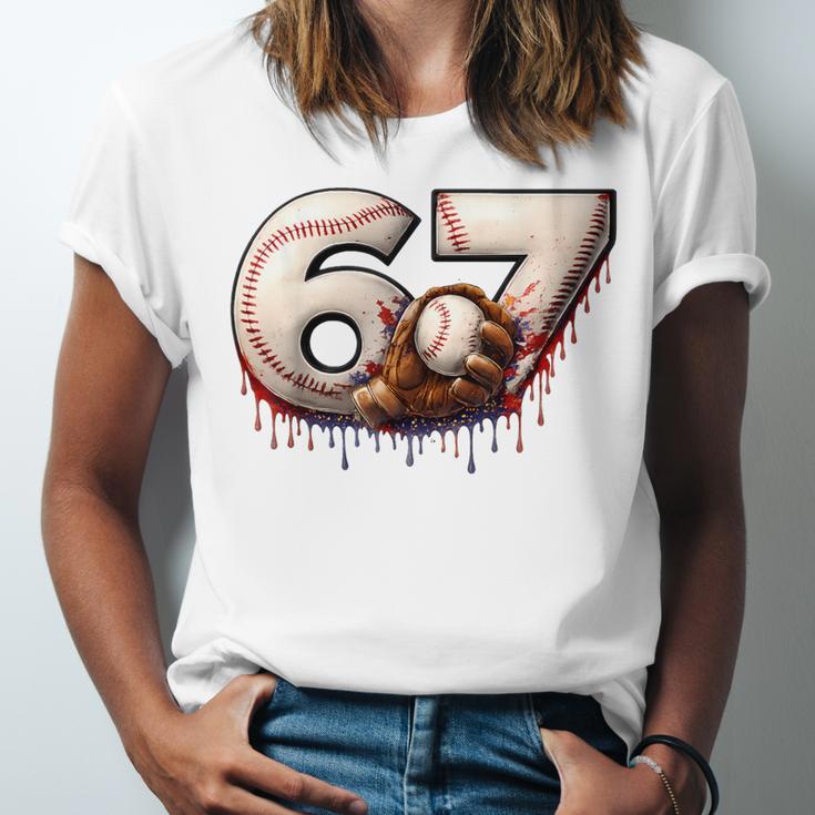 6 7 Six Seven American Baseball Graphic Unisex Jersey T-Shirt 6 7 Six Seven American Baseball Graphic Unisex Jersey T-Shirt