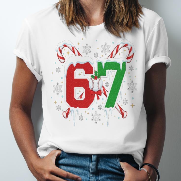 67 Baseball Christmas Candy Cane Snowflake Holiday Sports Unisex Jersey T-Shirt 67 Baseball Christmas Candy Cane Snowflake Holiday Sports Unisex Jersey T-Shirt