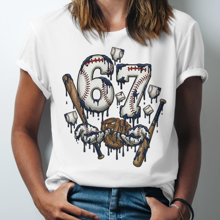 67 Baseball Six Seven Baseball 6 7 Kids Boys Girls Premium Tri-Blend Unisex Jersey T-Shirt