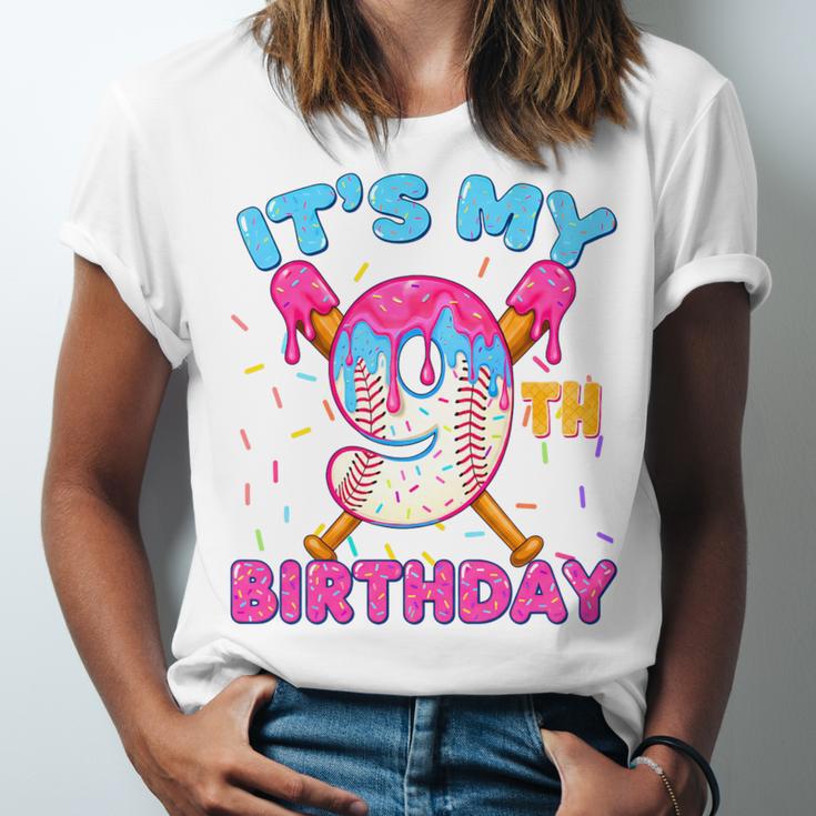 9th Birthday Baseball 9 Year Old Ice Cream Drip Boy Baseball Premium Tri-Blend Unisex Jersey T-Shirt