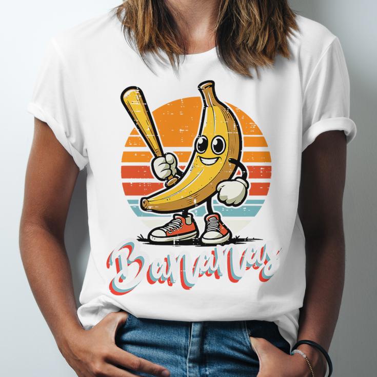 Bananas Baseball Sunset Retro Fruit Sports Boys Kids Men Premium Tri-Blend Unisex Jersey T-Shirt