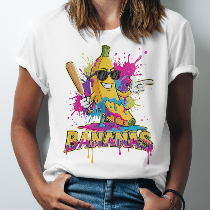 Baseball Banana Splatter Sports Kids Teens Premium Tri-Blend Unisex Jersey T-Shirt