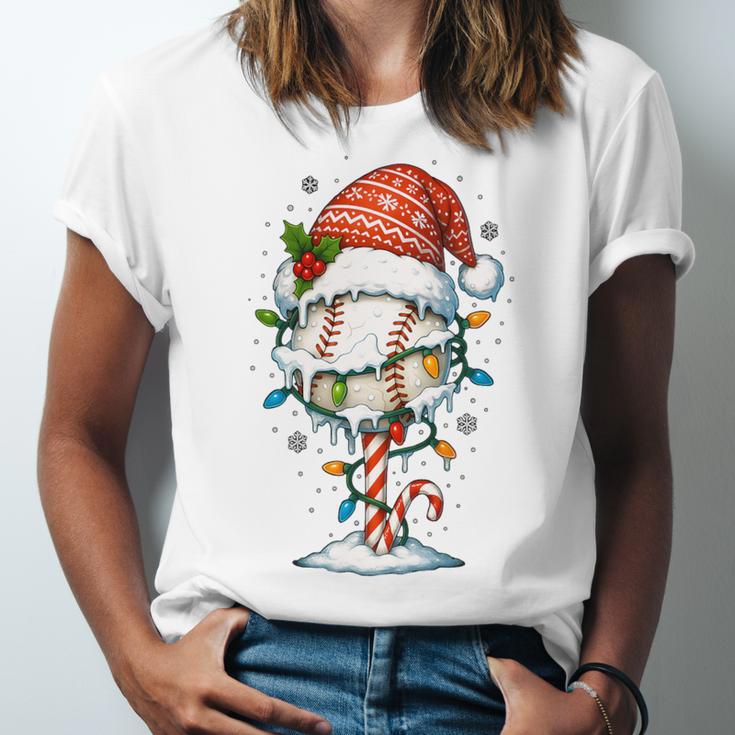 Baseball Christmas Ball Hat Snow Winter Premium Tri-Blend Unisex Jersey T-Shirt