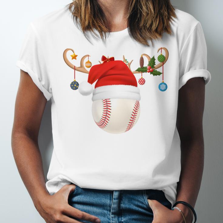 Baseball Christmas Reindeer Santa Hat Sports Player Xmas Unisex Jersey T-Shirt Baseball Christmas Reindeer Santa Hat Sports Player Xmas Unisex Jersey T-Shirt