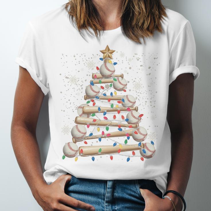 Baseball Christmas Tree Light Xmas Tees Boys Kids Men Unisex Jersey T-Shirt