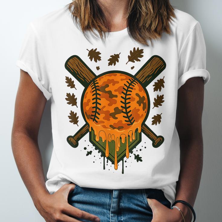 Baseball Drip Ice Cream Dripping Blaze Hunter Orange Camo Unisex Jersey T-Shirt