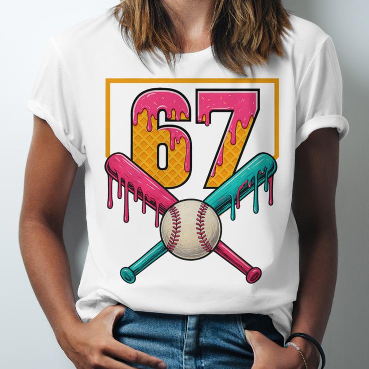 Baseball Ice Cream Drip Number 67 Player 67th Birthday Premium Tri-Blend Unisex Jersey T-Shirt Baseball Ice Cream Drip Number 67 Player 67th Birthday Premium Tri-Blend Unisex Jersey T-Shirt