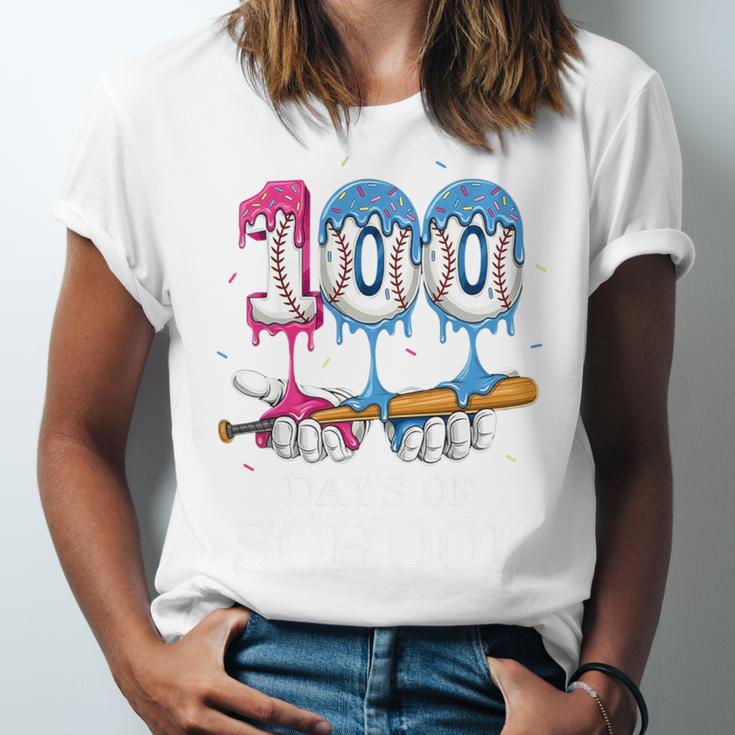 Baseball Player 100 Days Of School Sports Ice Cream Drip Premium Tri-Blend Unisex Jersey T-Shirt