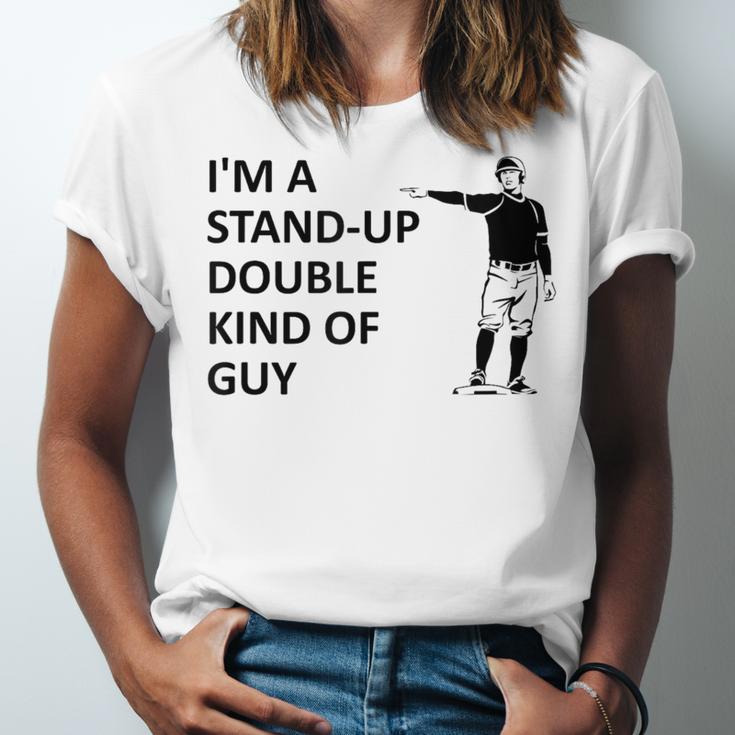 Baseball Pun Saying I'm a Stand Up Double Type Of Guy Unisex Jersey T-Shirt
