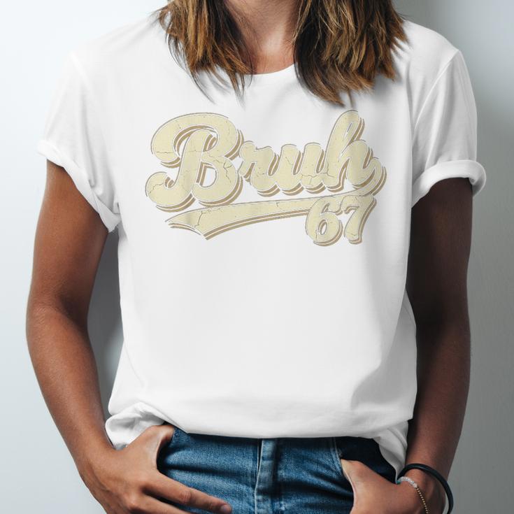 Bruh 67 Baseball Style Meme Slang Sports Number Graphic Unisex Jersey T-Shirt Bruh 67 Baseball Style Meme Slang Sports Number Graphic Unisex Jersey T-Shirt