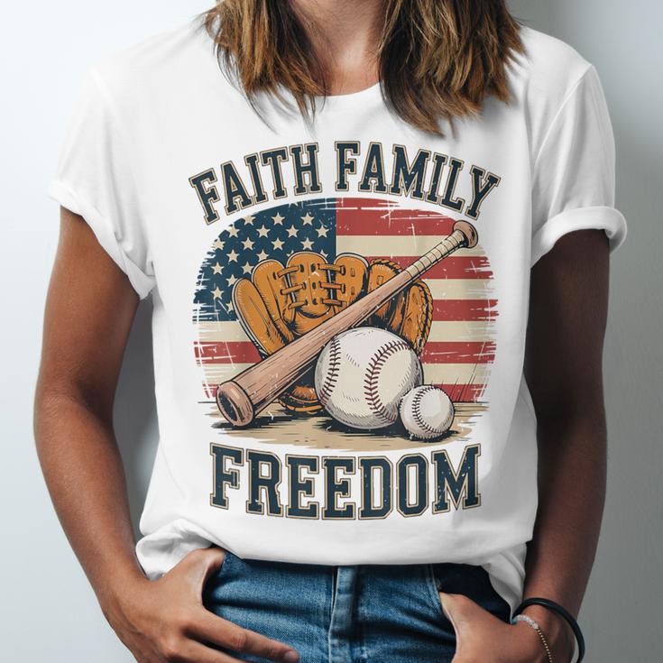 Faith Family Freedom Patriotic Christian Baseball Game Day Unisex Jersey T-Shirt