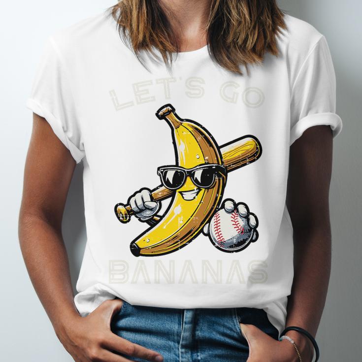 Lets Go Bananas Baseball Retro Sports Boys Kids Men Youth Premium Tri-Blend Unisex Jersey T-Shirt