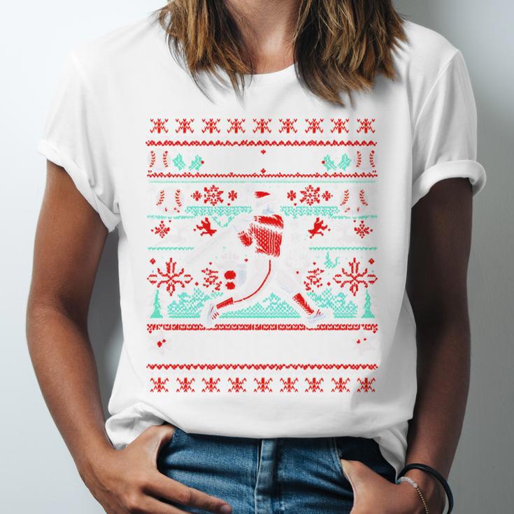 Ho Ho Homerun Baseball Ugly Christmas Sweater Party Hitter Unisex Jersey T-Shirt Ho Ho Homerun Baseball Ugly Christmas Sweater Party Hitter Unisex Jersey T-Shirt