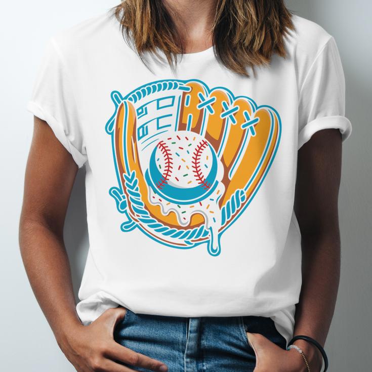 Ice Cream Baseball Mitt Drippy Scoop Baseball Sports Unisex Jersey T-Shirt Ice Cream Baseball Mitt Drippy Scoop Baseball Sports Unisex Jersey T-Shirt