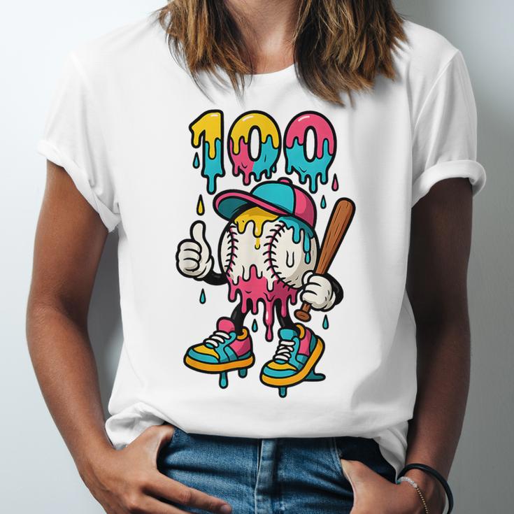 Ice Cream Drip Baseball Party 100 Days Of School Teacher Unisex Jersey T-Shirt