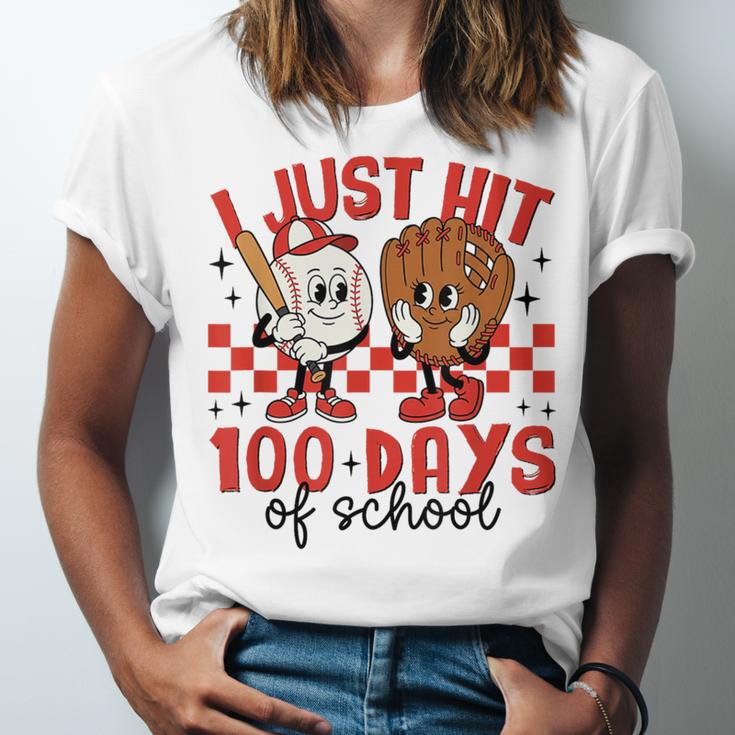 I Just Hit 100 Days Of School Baseball 100th Day Teacher Kid Unisex Jersey T-Shirt