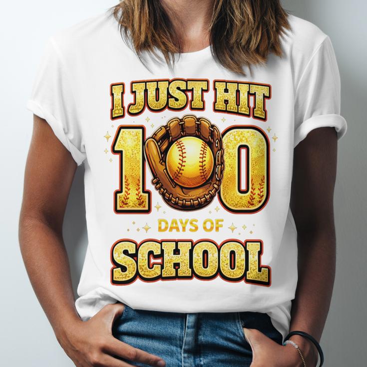 I Just Hit 100 Days Of School Baseball Boys Kids 100th Day Unisex Jersey T-Shirt