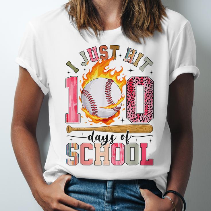 I Just Hit 100 Days Of School Baseball Lovers Fans Boys Kids Unisex Jersey T-Shirt
