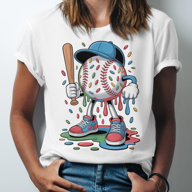 Melting Slime Sprinkle Baseball Mascot With Bat Unisex Jersey T-Shirt