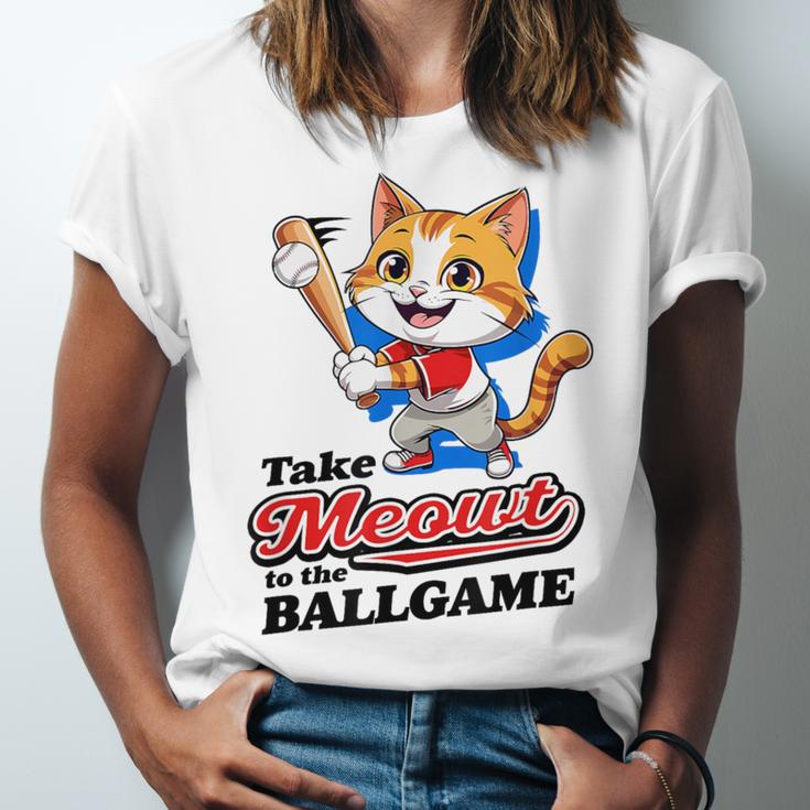 Take Meowt To The Ball Game Tee Slugger Cat Baseball Unisex Jersey T-Shirt